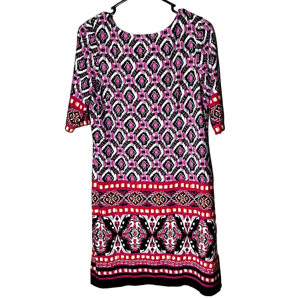 Eliza J Sheath dress knee length short sleeve Shift Sheath sz 8 geometric print